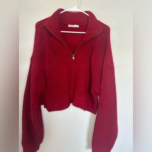 Red quarter zip sweater. Brand: Arizona jeans, size L.